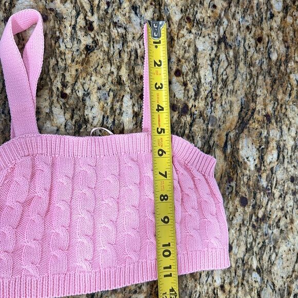 525 America Revolve Cable Knit Cotton Blend Tiny Tank Top In Pink Size XS - Picture 9 of 9
